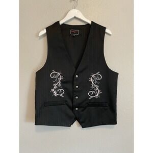 Patroncito USA Embroidered Western Gothic Pinstripe Vest Y2K Rockabilly S